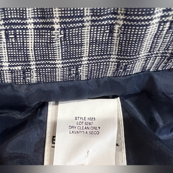 Vintage T.R. Bentley Linen Blend Single Button Plaid Navy Blazer Jacket - Picture 7 of 11